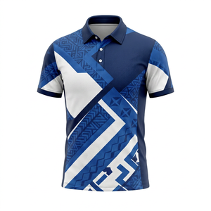 Blue Geometric Print Cotton Bamboo Fiber Lightweight <b>Men</b> <b>for</b> <b>Shirt</b> Short Sleeve Collared Golf Tennis Casual Wear - Product Image 1