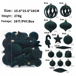 Nouvelle Arrivée Design Luxe Lot de 28 Boules de Noël en Velours Floqué Écologique 2,75 Pouces en PS pour Décoration - Product Image 6