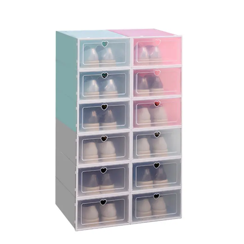 Shoe Storage Box Clear Plastic Stackable Shoe Organizer for Closet