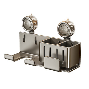 Wall Mounted Hair Dryer Holder Storage Rack Gun Grey Punch Free Organizer For Bathroom Sink - Product Image 4