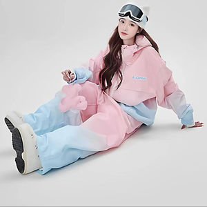 Nouvel ensemble de <span class=keywords><strong>ski</strong></span> pour <span class=keywords><strong>femme</strong></span>, imprimé, chaud, à capuche, coupe-vent, imperméable, fermeture éclair, manches longues, grande taille, pour l'extérieur - Product Image 2