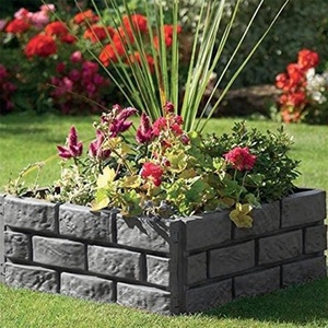 No Dig Easy Assembly Nature Treated Wood Interlocking Plastic Brick Effect Garden Edging <b>Border</b> for Outdoor Landscaping - Product Image 6