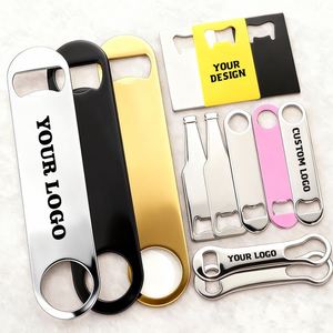Destapador de Botellas Plano de Acero Inoxidable con Agarre Ergonómico, Estilo Popular, Personalizable con Impresión, para Vino y Cerveza, Ideal para Regalo - Product Image 1