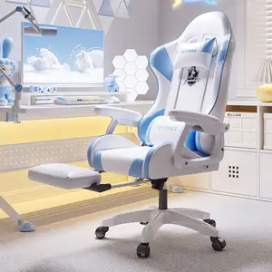 Bella donna rosa eSport ancora sedia ergonomica da corsa stile ufficio Computer Gaming sedia poggiapiedi moderno tessuto Design