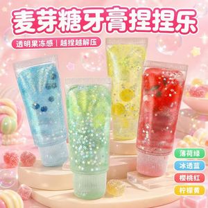 Juguete antiestrés con forma de pasta de dientes, sabor a maltosa, rebote lento, se puede moldear, juguete suave transparente con forma de pasta de dientes - Product Image 3