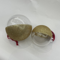 Boule de Noël en plastique transparente, demi-pailletée, pour insertion d'image par sublimation, ornement vierge multi-tailles