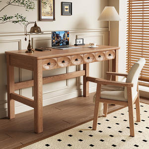 सभी ठोस लकड़ी मिनी घर कार्यालय डेस्क 55 सेमी अध्ययन तालिका बड़े भंडारण दराज रेट्रो शैली लेखन डेस्क एकीकृत दीवार मेकअप - Product Image 2
