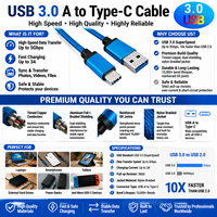 Cable USB 3.0 Tipo A a C LUNG KAY, 5Gbps, Alta Velocidad de Sincronización de Datos, Cable de Carga con Trenzado de Nailon para MacBook, iPad, Samsung OEM