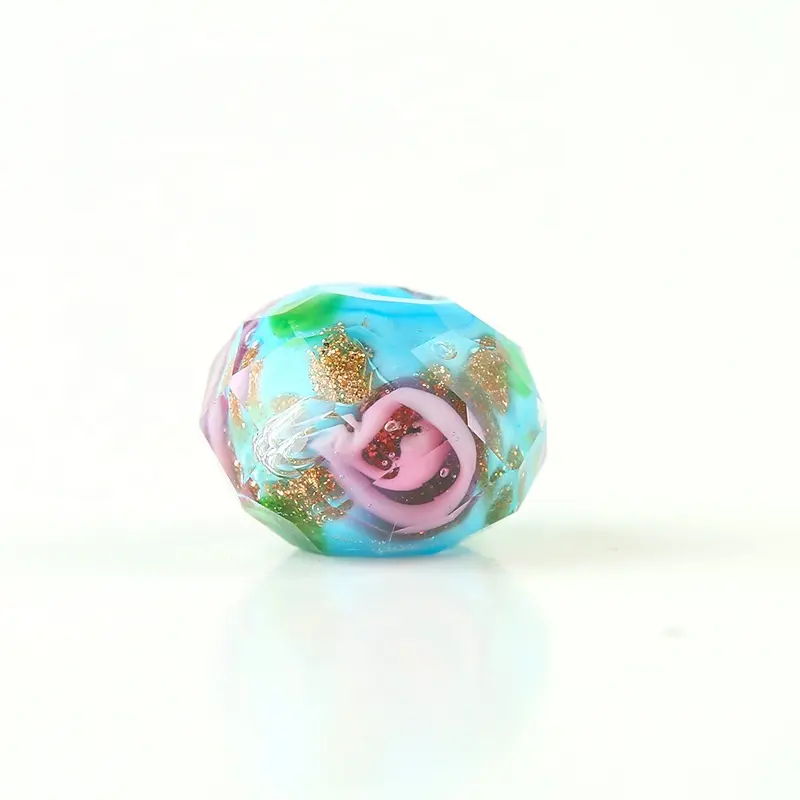 Wholesale handmade lampwork murano glass gold decoration faceted rondelle spacer loose beads for diy jewelry making