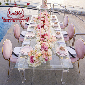 Modern Hotel <b>Party</b> Wedding Furniture Rectangle Clear Acrylic Dining <b>Table</b> - Product Image 1