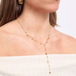 Joyería minimalista para mujer, collar elegante con babero largo de cuentas de acero inoxidable Chapado en Metal de 18 quilates - Product Image 2