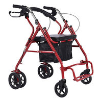 Factory Outlet Rollator Walker lipat portabel, pasien dapat diatur belanja medis luar ruangan baja Rollator Walker dengan dudukan