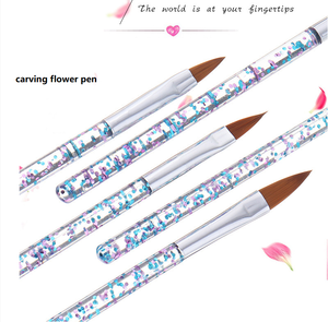 Lot de 5 pinceaux à paillettes pour manucure française, pinceaux à poudre pour sculpture florale, pinceaux à ongles en acrylique, pinceaux artistiques pour salon de manucure - Product Image 4