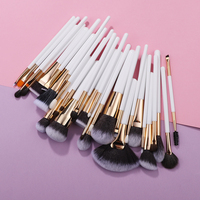 En stock, blanc, 32 pièces, ensemble de pinceaux à maquillage avec manche en bois, fond de teint, blush, pinceaux cosmétiques en vrac, ODM/OEM pour femmes