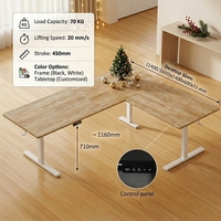 Bureau de travail moderne à hauteur réglable, double moteur, en forme de L, poste de travail ergonomique, cadre en métal SPCC, contrôleur numérique, 70 kg