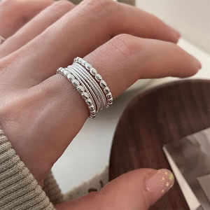 Bague Cœur Irrégulier Vintage Luxe Léger, Plaqué Argent, pour Femme, en Cuivre, Bijoux Tendance, Vente en Gros - Product Image 3