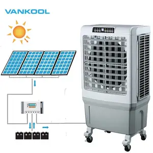 Enfriador de aire portátil con panel solar, CC de 12V y 24V