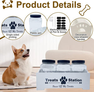 Bamboo White <b>Pet</b> Treat <b>Storage</b> Container Bamboo Dog <b>Food</b> Holder Bamboo Dog Treat Organizer Reusable Cat Treat - Product Image 6