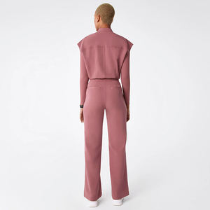 Combinaison <span class=keywords><strong>de</strong></span> travail à jambes larges pour femmes <span class=keywords><strong>de</strong></span> haute qualité, uniforme médical d'hôpital, avec fermeture éclair centrale sur le devant, ensembles <span class=keywords><strong>de</strong></span> tenues infirmières - Product Image 2