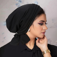 Nuevo Gorro Islámico Musulmán para Mujer, Color Sólido, con Tira Larga y Rosca, 4 Niveles, Poliéster