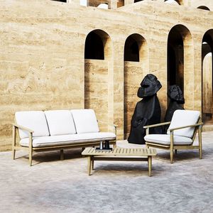 Ensemble modulaire de salon de jardin en teck massif, finition naturelle vieillie, sur mesure, pour hôtel et villa, Foshan - Product Image 6