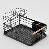 Nouveautés : Égouttoir à vaisselle multifonctionnel en acier pour 2 niveaux, à poser sur l'évier, pour rangement de cuisine