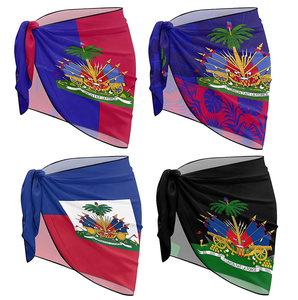 Paréos de plage en mousseline pour femmes, motif drapeau haïtien, jupes de plage uniques pour <span class=keywords><strong>les</strong></span> vacances d'été - Product Image 1