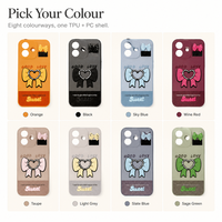 Coque de téléphone iPhone 12 Pro Max en TPU avec applique 3D, autocollant nœud, cœur imprimé, patch pailleté, double couleur, vente en gros