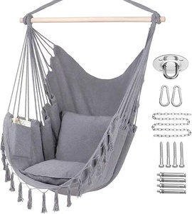 Chaise <span class=keywords><strong>hamac</strong></span> en toile de coton Boho brésilien balançoire <span class=keywords><strong>hamac</strong></span> suspendu avec 2 oreillers pour intérieur et extérieur pour le camping et les voyages - Product Image 1