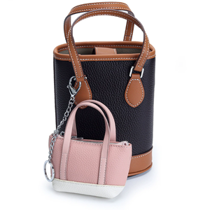 Petit sac à main en cuir de vachette pleine fleur, couleur bonbon, avec porte-clés, pour femme, étui à rouge à lèvres et écouteurs, et porte-monnaie suspendu - Product Image 3