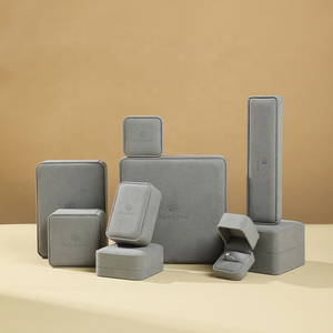 Set di Scatole per Gioielli in Pelle PU <span class=keywords><strong>Blu</strong></span> con Logo Personalizzato Zebo OEM, Rivestimento in Velluto per Marchi di <span class=keywords><strong>Gioielleria</strong></span> Fine - Product Image 3