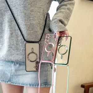 <span class=keywords><strong>Coque</strong></span> de téléphone plaquée lanière bandoulière pour <span class=keywords><strong>Samsung</strong></span> S25 S24 S23 S22 <span class=keywords><strong>S21</strong></span> couverture de <span class=keywords><strong>collier</strong></span> ultra magnétique - Product Image 5