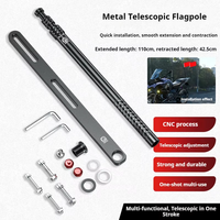 Kewig Motorrad Doppel-Flaggenmast aus Aluminiumlegierung Sportkamera-Selfie-Stange Solider Notfall-Lichtmast Multifunktionaler Flaggenmast