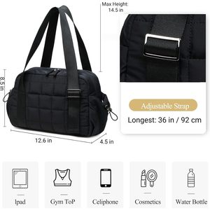 Mini Borsa da Palestra per Donne, Piccola Borsa Sportiva Trapuntata con Tracolla Regolabile, Scomparto Impermeabile, Portamonete, Borsa Casual per Fitness - Product Image 3
