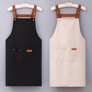 <strong>Custom</strong> logo Best Polyester Cotton Fabric Canvas <strong>Bib</strong> Breathable Brown <strong>Adult</strong> Apron With Pockets - Product Image 5