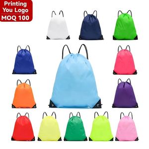 Wholesale Customized 30cm Portable Polyester Nylon <b>Drawstring</b> Bag String <b>Backpack</b> - Product Image 1