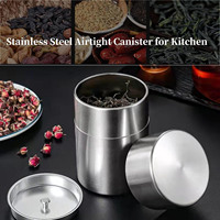 Récipient de stockage de sucre de café Matcha rond en acier inoxydable de 300ml avec double couvercles hermétiques pour thé en vrac et sachets de thé