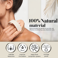 Livraison Rapide Brosse de Bain en Bois pour Peau Sèche, Brosse Corporelle à Poils en Bambou Naturel pour Exfolier la Peau