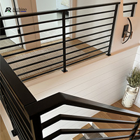 Balustrade de balcon en aluminium minimaliste de luxe, extérieure, noire, à lattes horizontales, pour maison moderne, escalier et villa (DIY)