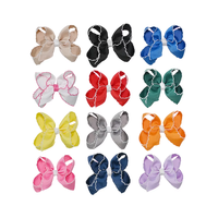 Sacarla Wholesale Classic Moonstitch Satin Ribbon Hair Bow with Contrasting Wrap for Toddlers Girls Party Occasions