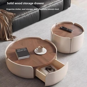 New Style Flower-patterned Coffee <strong>Table</strong> Round <strong>Clear</strong> <strong>Table</strong> Nordic Round Walnut Top Coffee <strong>Table</strong> Wood for Living Room Furniture - Product Image 4