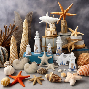 เหยือกเซรามิกรูปดาวทะเลสำหรับตกแต่งฤดูร้อนรูปทรงเปลือกหอยและประภาคารการตกแต่งฤดูร้อน - Product Image 4