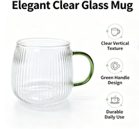 Mug mignon en verre borosilicate soufflé à la main 350 ml, réutilisable, compatible lave-vaisselle, pour fêtes, décorations de maison