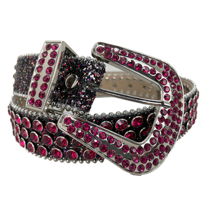 Cinturón Bb Simonaw <span class=keywords><strong>B</strong></span> <span class=keywords><strong>Simon</strong></span> Negro Brillante con Pedrería Morada, Color Personalizado Disponible - Product Image 1