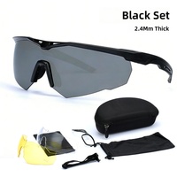 Lunettes tactiques anti-explosion CS avec monture TR90 polarisée, verres PC de 2,4 mm d'épaisseur, lunettes de soleil coupe-vent, ensemble de trois verres