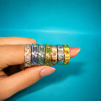 Parures de bijoux tendance pour femmes, design de marque de luxe, colorées, plaquées or 18 carats, en laiton et zircone, avec anneaux et bracelets à visser en forme de cœur