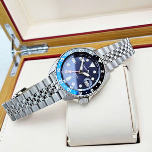 Reloj Mecánico Automático Seikot <span class=keywords><strong>5</strong></span> <span class=keywords><strong>GMT</strong></span> Azul y Negro, Deportivo, a Rayas, Resistente al Agua - Product Image 3