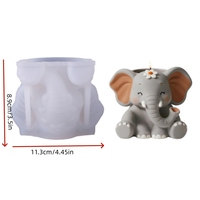 Moule en silicone DIY pour pot de fleurs en béton, motif éléphant 3D mignon, fait main, pour résine époxy Jesmonite, bougeoir, pot de plante