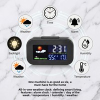 YAOQIU YQ-2256 Horloge météo multifonctionnelle de bureau avec écran couleur, calendrier perpétuel, affichage de la température et de l'humidité, horloge intelligente