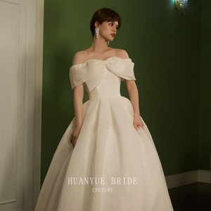 Vestido de Novia de Cristal, Simple, Dulce, de Organza y Satén, de un Solo Hombro, 100% Algodón, Antiestático, Estilizador, Largo hasta el Suelo, para Quien lo Ponga - Product Image 3